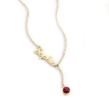 Personalized Custom Birthstone Name Necklace