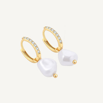 Pearl Drop Huggie Earrings