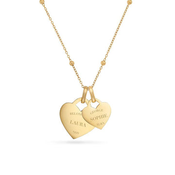 Custom Personalized Double Heart Pendant Necklace