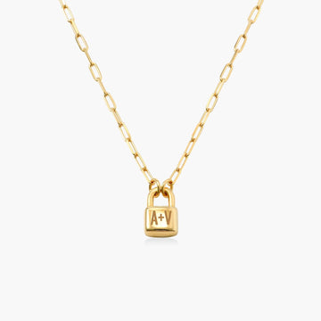 Custom Name & Personalized Initial Lock Necklace