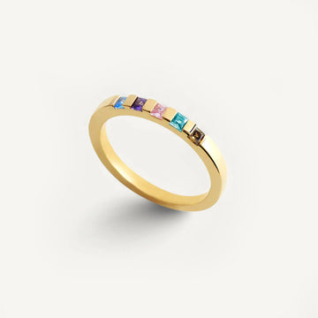 Personalized Custom Princess-Cut Birthstone Ring