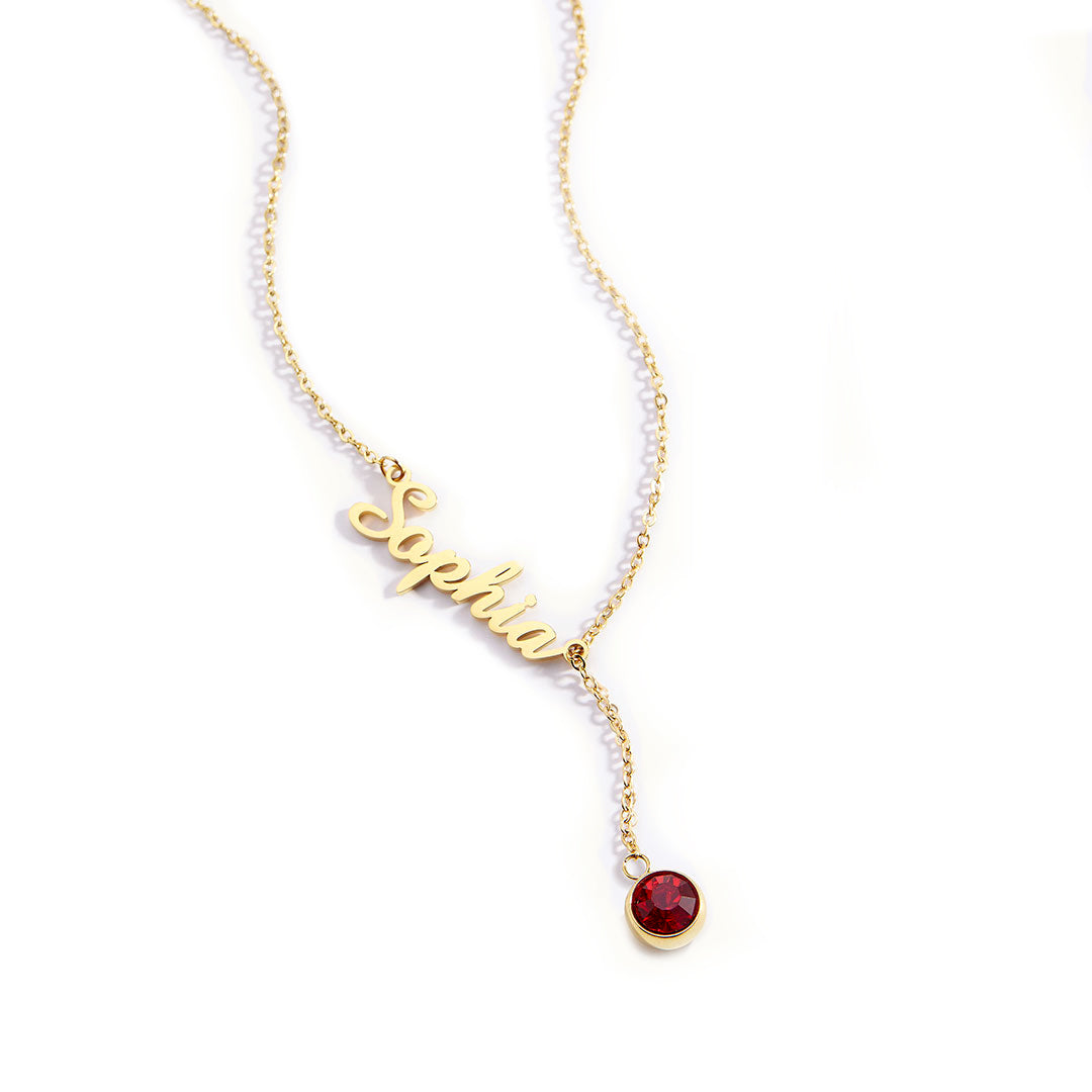 Personalized Custom Birthstone Name Necklace
