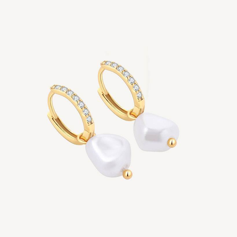 Pearl Drop Huggie Earrings