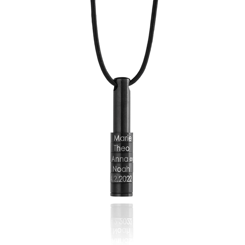 Necklace with engraved name rings