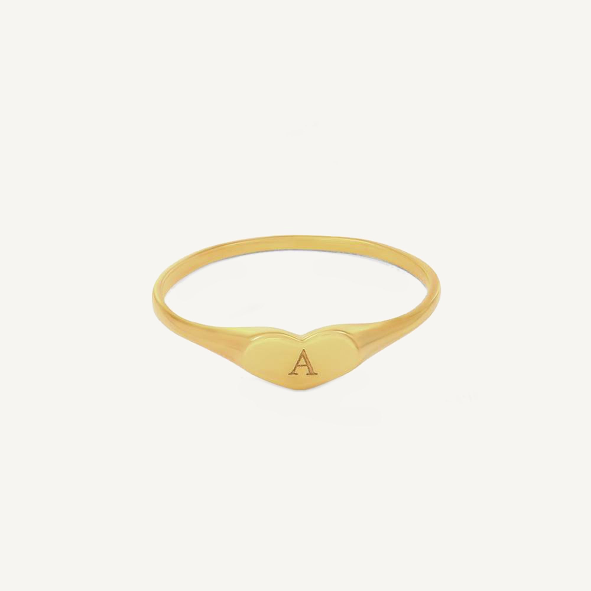 Personalized Custom Heart Signet Ring with Initial