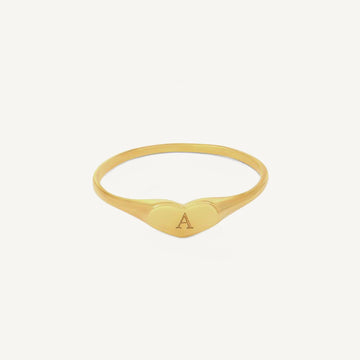 Personalized Custom Heart Signet Ring with Initial