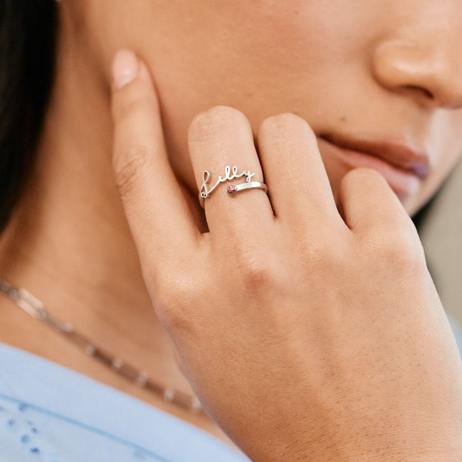 Custom Personalized Name Birthstone Ring