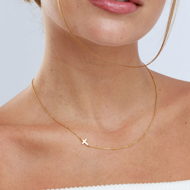 Custom Personalized Sideway Cross Necklace