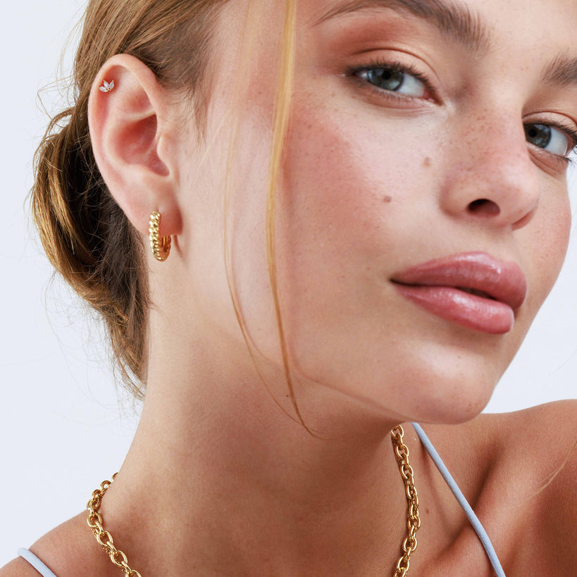 Twisted Huggie Hoop Earrings