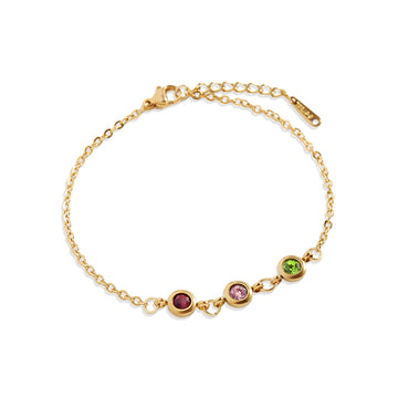 Custom Gold Silver Rose Gold Personalized Birthstone Bracelet
